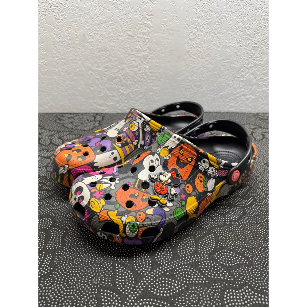 Disney Mickey and Friends Halloween Crocs Classic Clogs Mens 7 Womens 9 Black